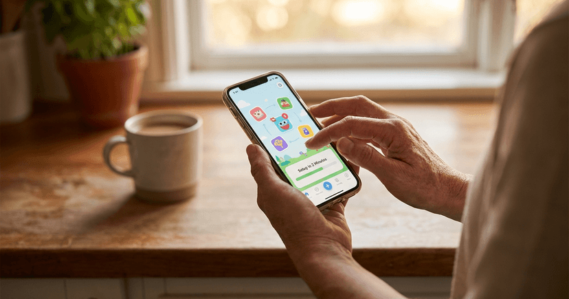 Parent setting up child profile on phone